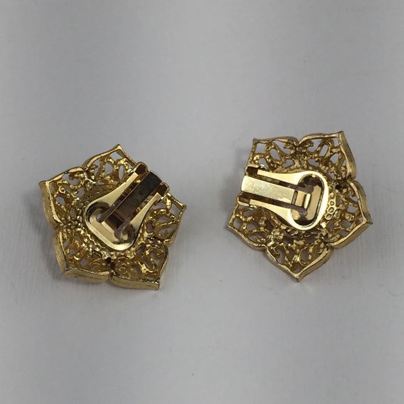 Vintage Pinky Purple & Gold Clip On Earrings - Picture 3 of 8